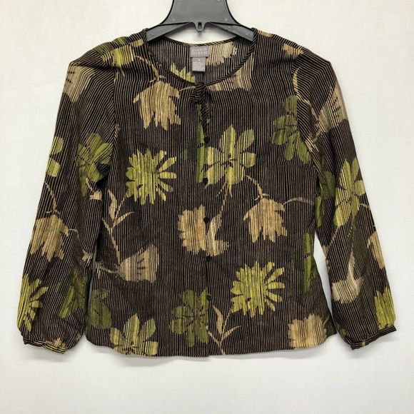 Sigrid Olsen Women Blouse Top Button Shirt Size Small Wool Silk Floral B243 -13 - Picture 10 of 14